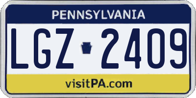 PA license plate LGZ2409