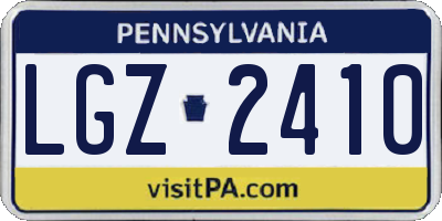 PA license plate LGZ2410