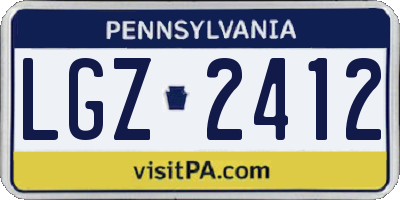 PA license plate LGZ2412