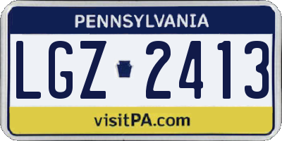 PA license plate LGZ2413