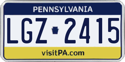 PA license plate LGZ2415