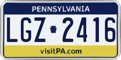 PA license plate LGZ2416