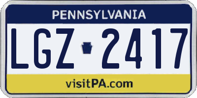 PA license plate LGZ2417