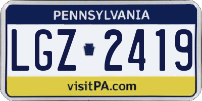 PA license plate LGZ2419