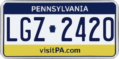 PA license plate LGZ2420