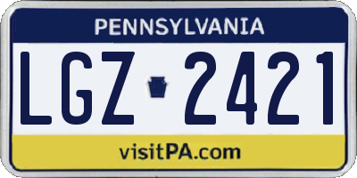 PA license plate LGZ2421