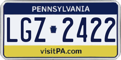 PA license plate LGZ2422