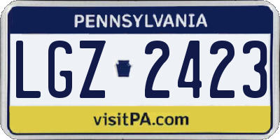 PA license plate LGZ2423
