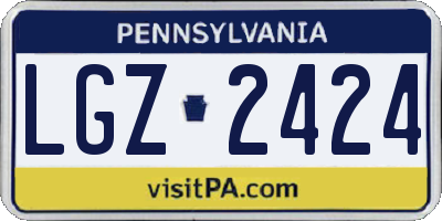 PA license plate LGZ2424