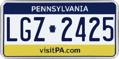 PA license plate LGZ2425
