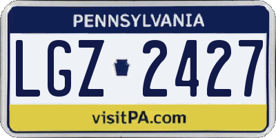PA license plate LGZ2427