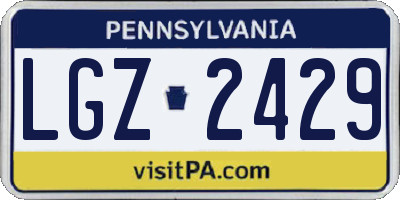 PA license plate LGZ2429