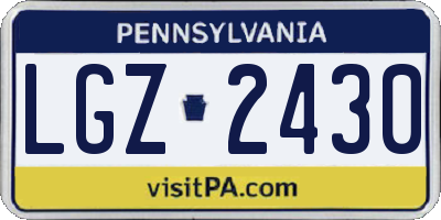 PA license plate LGZ2430