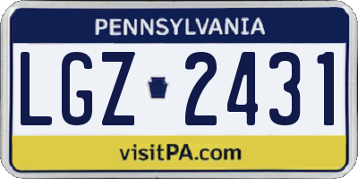 PA license plate LGZ2431