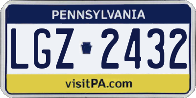 PA license plate LGZ2432