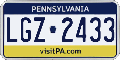 PA license plate LGZ2433