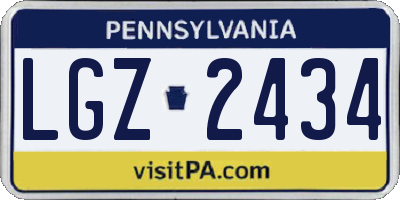 PA license plate LGZ2434