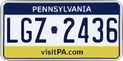 PA license plate LGZ2436