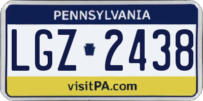 PA license plate LGZ2438