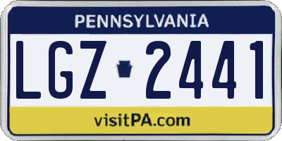 PA license plate LGZ2441
