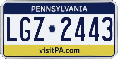 PA license plate LGZ2443