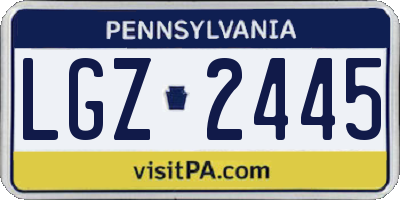 PA license plate LGZ2445
