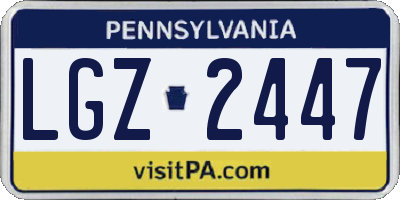 PA license plate LGZ2447