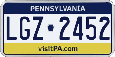 PA license plate LGZ2452