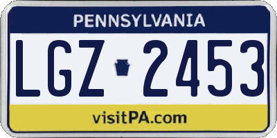 PA license plate LGZ2453