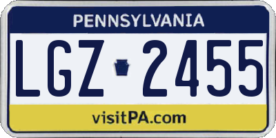 PA license plate LGZ2455