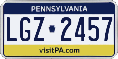 PA license plate LGZ2457