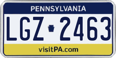 PA license plate LGZ2463