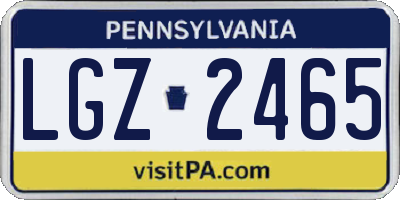 PA license plate LGZ2465
