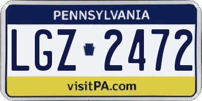 PA license plate LGZ2472
