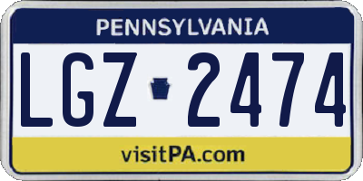 PA license plate LGZ2474