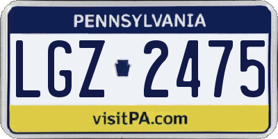 PA license plate LGZ2475