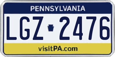 PA license plate LGZ2476