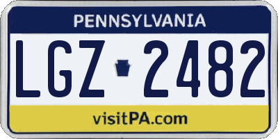 PA license plate LGZ2482