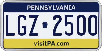 PA license plate LGZ2500