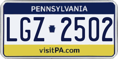 PA license plate LGZ2502