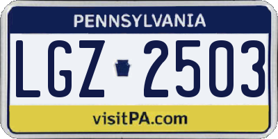 PA license plate LGZ2503