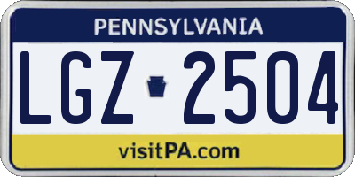 PA license plate LGZ2504