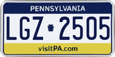 PA license plate LGZ2505