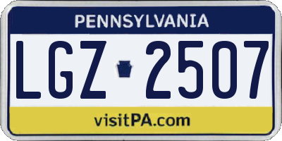 PA license plate LGZ2507