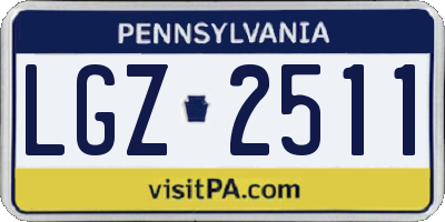 PA license plate LGZ2511