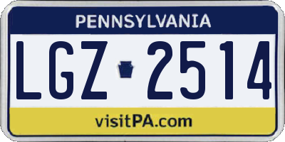 PA license plate LGZ2514