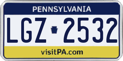 PA license plate LGZ2532