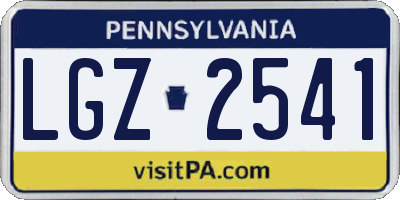 PA license plate LGZ2541
