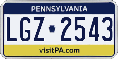 PA license plate LGZ2543