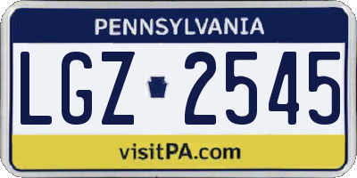 PA license plate LGZ2545
